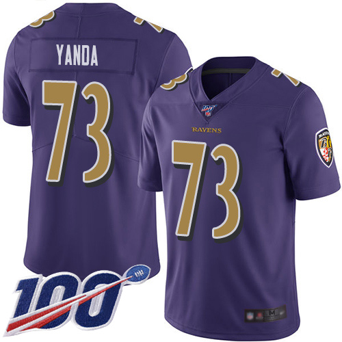 Baltimore Ravens Limited Purple Men Marshal Yanda Jersey NFL Football 73 100th Season Rush Vapor Untouchable